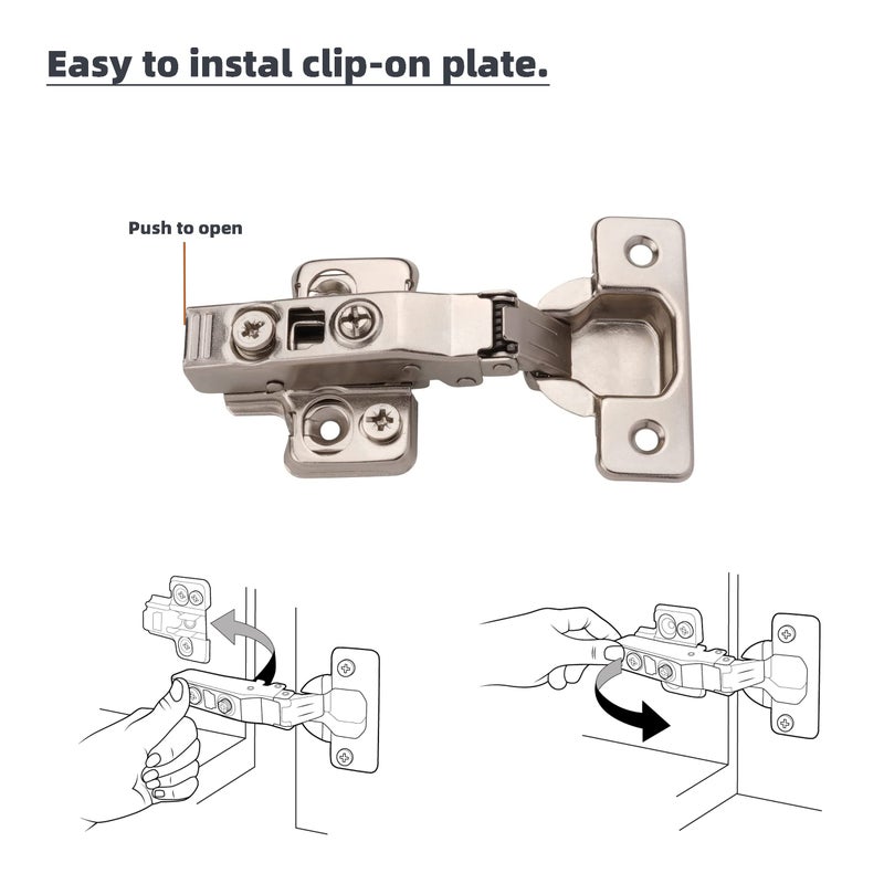DecoBasics Full Overlay European Soft Close Cabinet Hinges for Kitchen Cabinets (10 Pcs) -105 Frameless Concealed Cabinet Door Hinge -3 Way Adjustability & Clip on Plate for Easy Installation - Image 4
